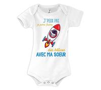 Planetee Body bébé Bêtises avec ma Soeur Astronaute Fusée Humour Naissance Cadeau Bébé Anniversaire Noël