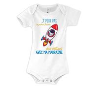 Planetee Body bébé Bêtises avec Marraine Astronaute Fusée Humour Naissance Cadeau Bébé Anniversaire Noël