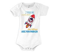 Planetee Body bébé Bêtises avec Parrain Astronaute Fusée Humour Naissance Cadeau Bébé Anniversaire Noël