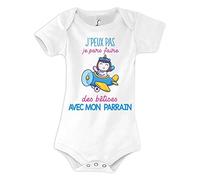 Planetee Body bébé Bêtises avec Parrain Licorne Avion Humour Naissance Cadeau Bébé Anniversaire Noël