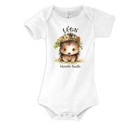 Planetee Body bébé garçon Léon Bouille d'amour Hérisson 6-12 mois Manches Courtes Prénom Garçon Cadeau Naissance Anniversaire Noël