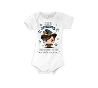Planetee Body bébé garçon Magicien | Vêtement bébé humour mignon sans manche pour garçon 100% Coton Manches Courtes | Cadeau Naissance Nourrison 3/6 mois