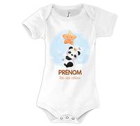 Planetee Body bébé garçon personnalisable mignon avec panda| Cadeau vêtement de naissance personnalisé pour nouveau né fille et garçon ou anniversaire 18 mois