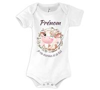 Planetee Body bébé garçon personnalisable mignon avec vache| Cadeau vêtement de naissance personnalisé pour nouveau né fille et garçon ou anniversaire 3 mois