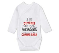 Planetee Body Bébé kimono Je veux devenir Paysagiste comme Papa Humour Coton Ouverture Croisée Cadeau Naissance Anniversaire Noël 6-12 Mois