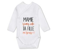 Planetee Body Bébé kimono Mamie à l'aide, ta m'épuise Humour Coton Ouverture Croisée Cadeau Naissance Anniversaire Noël 6-12 Mois