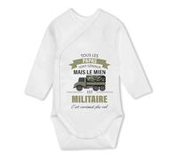Planetee Body Bébé kimono Papa Militaire Humour Manches Longues Coton Ouverture Croisée Cadeau Naissance Anniversaire Noël 6-12 Mois