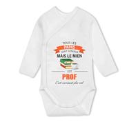 Planetee Body Bébé kimono Papa Prof Humour Manches Longues Coton Ouverture Croisée Cadeau Naissance Anniversaire Noël 6-12 Mois