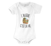 Planetee Body Bébé L’Algérie c’est la vie | Coton Peigné Boutons Pression à l'Entrejambe 3-6 mois à 18-24 mois | Manches Courtes Fille Garçon Mixte | Cadeau Algérien Algérienne Naissance Baby Shower