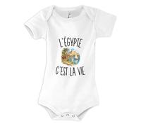 Planetee Body Bébé L’Égypte c’est la vie | Coton Peigné Boutons Pression à l'Entrejambe 3-6 mois à 18-24 mois | Manches Courtes Fille Garçon Mixte | Cadeau Voyageur Voyageuse Naissance Baby Shower