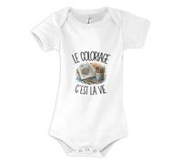 Planetee Body Bébé Le coloriage c'est la vie | Coton Peigné Boutons Pression à l'Entrejambe 3-6 mois à 18-24 mois | Manches Courtes Fille Garçon Mixte | Cadeau Coloriste Naissance Baby Shower