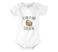 Planetee Body Bébé Le Loir-et-Cher c’est la vie | Coton Peigné Boutons Pression à l'Entrejambe 3-6 mois à 18-24 mois | Manches Courtes Fille Garçon Mixte | Cadeau Naissance Baby Shower