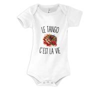 Planetee Body Bébé Le Tango c’est la vie | Coton Peigné Boutons Pression à l'Entrejambe 3-6 mois à 18-24 mois | Manches Courtes Fille Garçon Mixte | Cadeau Tanguero Tanguera Naissance Baby Shower