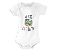 Planetee Body Bébé Le Var c’est la vie | Coton Peigné Boutons Pression à l'Entrejambe 3-6 mois à 18-24 mois | Manches Courtes Fille Garçon Mixte | Cadeau Naissance Baby Shower