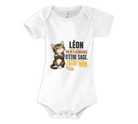 Planetee Body Bébé Léon | Coton Peigné Boutons Pression à l'Entrejambe 3-6 mois à 18-24 mois | Manches Courtes Fille Garçon Mixte | Cadeau Naissance Baby Shower