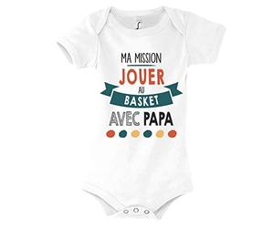Planetee Body bébé Ma Mission Basket avec Papa Humour Naissance Cadeau Bébé Anniversaire Noël