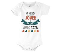 Planetee Body bébé Ma Mission Basket avec Tata Humour Naissance Cadeau Bébé Anniversaire Noël