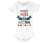 Planetee Body bébé Ma Mission Boxe avec Papa Humour Naissance Cadeau Bébé Anniversaire Noël