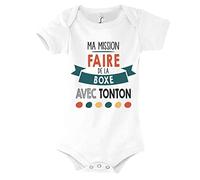 Planetee Body bébé Ma Mission Boxe avec Tonton Humour Naissance Cadeau Bébé Anniversaire Noël