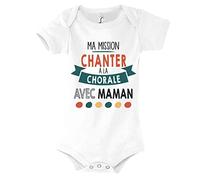 Planetee Body bébé Ma Mission Chante Chorale avec Maman Humour Naissance Cadeau Bébé Anniversaire Noël
