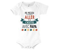 Planetee Body bébé Ma Mission Chasse avec Papa Humour Naissance Cadeau Bébé Anniversaire Noël