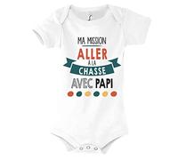 Planetee Body bébé Ma Mission Chasse avec Papi Humour Naissance Cadeau Bébé Anniversaire Noël