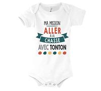 Planetee Body bébé Ma Mission Chasse avec Tonton Humour Naissance Cadeau Bébé Anniversaire Noël