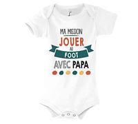 Planetee Body bébé Ma Mission Foot avec Papa Humour Naissance Cadeau Bébé Anniversaire Noël