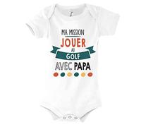 Planetee Body bébé Ma Mission Golf avec Papa Humour Naissance Cadeau Bébé Anniversaire Noël