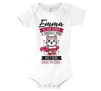 Planetee Body bébé Manches Courtes Prénom Fille Emma Humour Naissance Cadeau Bébé Anniversaire Noël