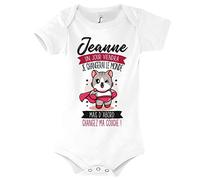 Planetee Body bébé Manches Courtes Prénom Fille Jeanne Humour Naissance Cadeau Bébé Anniversaire Noël