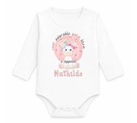 Planetee Body Bébé Manches Longues Cet Adorable Petit Être s'appelle Mathilde | Licorne | Coton 170 g/m² Blanc 3 mois à 18 mois | Bébé Fille Garçon Mixte | Cadeau Naissance Baby Shower Bapteme