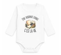 Planetee Body Bébé Manches Longues Être assistante sociale c'est la vie | Coton 170 g/m² Blanc 3 mois à 18 mois | Bébé Fille Garçon Mixte | Cadeau Travailleuse Sociale Naissance Baby Shower Bapteme