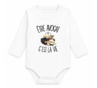 Planetee Body Bébé Manches Longues Être avocat c'est la vie | Coton 170 g/m² Blanc 3 mois à 18 mois | Bébé Fille Garçon Mixte | Cadeau Juriste Naissance Baby Shower Bapteme