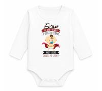 Planetee Body Bébé Manches Longues Evan Un Jour Je Changerai le Monde, mais d'Abord Changez ma Couche ! | Super-Héros | Coton 170 g/m² Blanc 3 mois à 18 mois | Bébé Fille Garçon Mixte