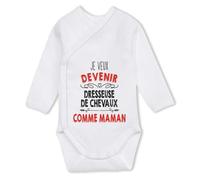 Planetee Body bébé manches longues Je veux devenir Dresseuse de Chevaux comme Maman 6-12 mois Coton - Cadeau Naissance Nourrisson Baby Shower