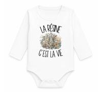 Planetee Body Bébé Manches Longues La résine c'est la vie | Coton 170 g/m² Blanc 3 mois à 18 mois | Bébé Fille Garçon Mixte | Cadeau Créateur et Créatrice en Résine Naissance Baby Shower Bapteme