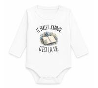 Planetee Body Bébé Manches Longues Le bullet journal c'est la vie | Coton 170 g/m² Blanc 3 mois à 18 mois | Bébé Fille Garçon Mixte | Cadeau Adepte du Carnet Organiseur Naissance Baby Shower Bapteme