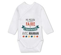 Planetee Body bébé manches longues Ma mission Équitation avec Maman 0-3 mois Coton - Cadeau Naissance Nourrisson Baby Shower