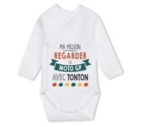 Planetee Body bébé manches longues Ma mission Moto GP avec Tonton 3-6 mois Coton - Cadeau Naissance Nourrisson Baby Shower