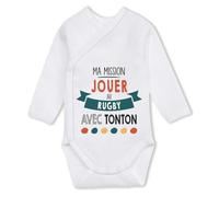 Planetee Body bébé manches longues Ma mission Rugby avec Tonton 6-12 mois Coton - Cadeau Naissance Nourrisson Baby Shower