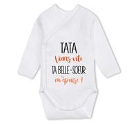 Planetee Body bébé manches longues Tata à l'aide, ta belle-sœur m'épuise 0-3 mois Coton - Cadeau Naissance Nourrisson Baby Shower