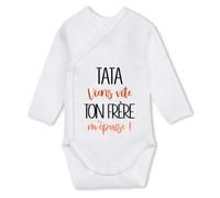 Planetee Body bébé manches longues Tata à l'aide, ton frère m'épuise 0-3 mois Coton - Cadeau Naissance Nourrisson Baby Shower