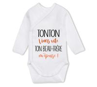 Planetee Body bébé manches longues Tonton à l'aide, ton beau-frère m'épuise 6-12 mois Coton - Cadeau Naissance Nourrisson Baby Shower