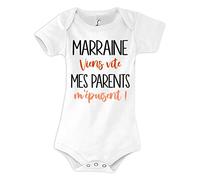 Planetee Body bébé Marraine viens vite mes Parents m'épuisent Humour Naissance Cadeau Bébé Anniversaire Noël
