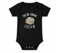 Planetee Body Bébé Noir Être aide-soignant c'est la vie | Coton Peigné Boutons Pression à l'Entrejambe 3-6 mois à 18-24 mois | Manches Courtes Fille Garçon Mixte