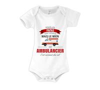 Planetee Body bébé Papa Ambulancier 3-6 mois | Body Fille ou Garçon Manches Courtes Personnalisable Coton Cadeau Naissance Bébé et Nourrisson Baby Shower