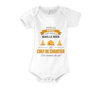 Planetee Body bébé Papa Chef De Chantier 6-12 mois Manches Courtes Humour Cadeau Naissance Anniversaire Noël