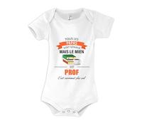 Planetee Body bébé Papa Prof 3-6 mois | Body Fille ou Garçon Manches Courtes Personnalisable Coton Cadeau Naissance Bébé et Nourrisson Baby Shower