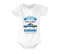 Planetee Body bébé Parrain Gendarme 3-6 mois | Body Fille ou Garçon Manches Courtes Personnalisable Coton Cadeau Naissance Bébé et Nourrisson Baby Shower